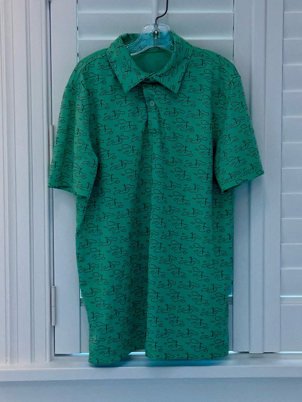 Southern Tide Boys Green Polo Shirt with Golf Pattern